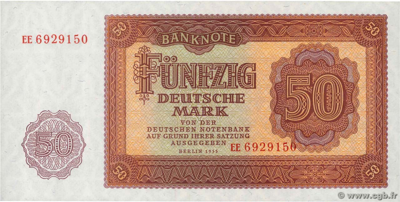 50 Deutsche Mark REPúBLICA DEMOCRáTICA ALEMANA  1955 P.20a SC+