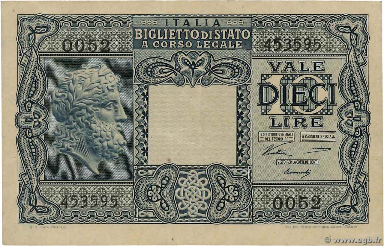 10 Lire ITALIA  1944 P.032a BB