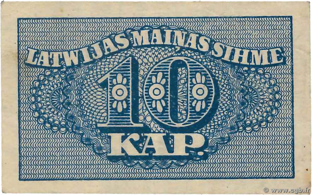 10 Kapeikas LATVIA  1920 P.10a VF