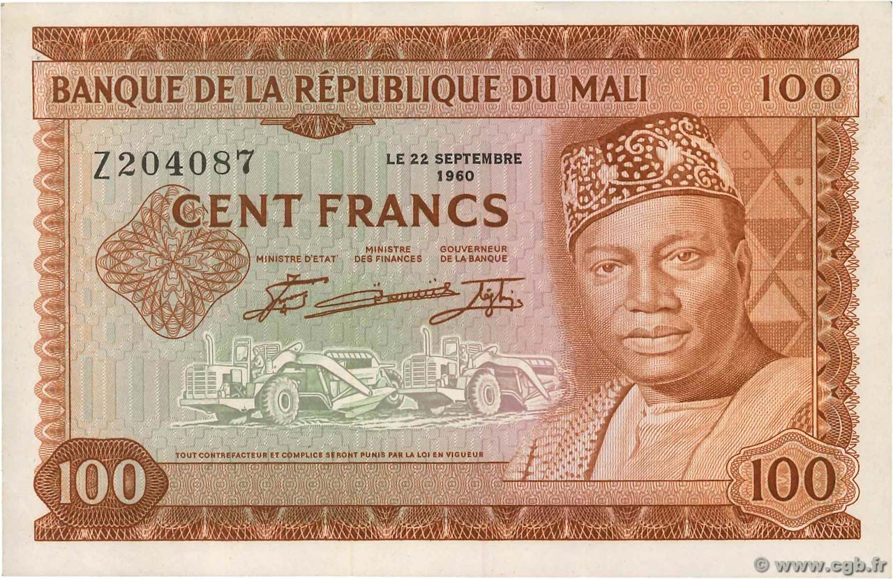 100 Francs MALI  1960 P.07a SUP