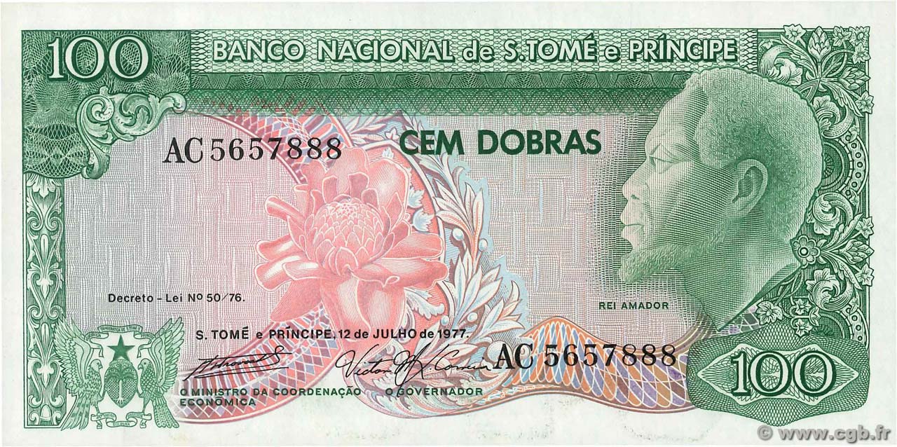 100 Dobras SAO TOME E PRINCIPE  1977 P.053a UNC