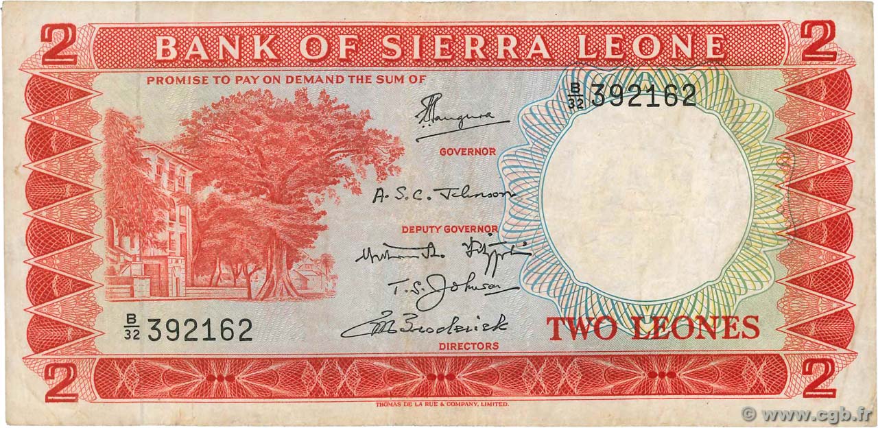 2 Leones SIERRA LEONE  1970 P.02d TTB