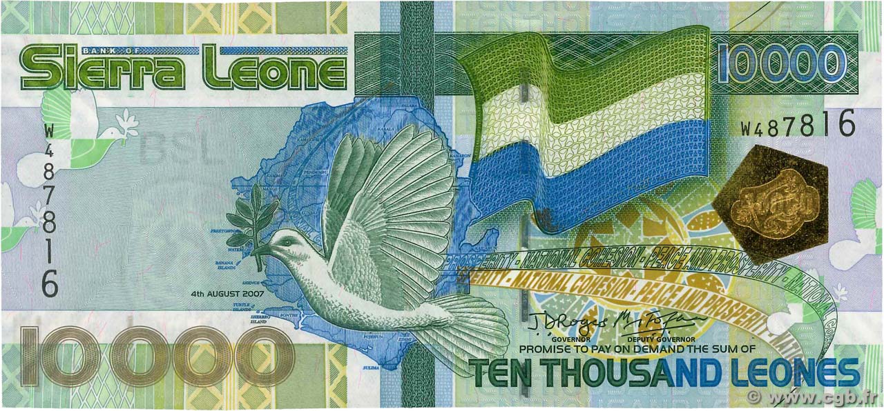 10000 Leones SIERRA LEONA  2007 P.29b FDC