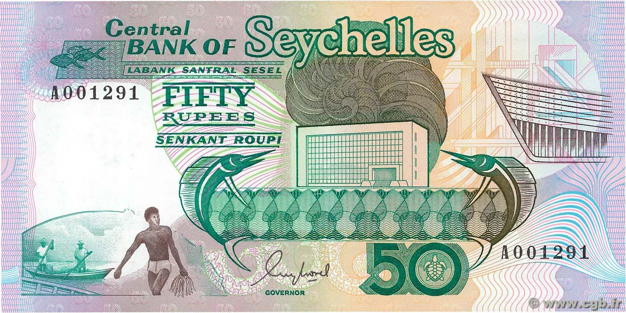 50 Rupees SEYCHELLES  1989 P.34 FDC