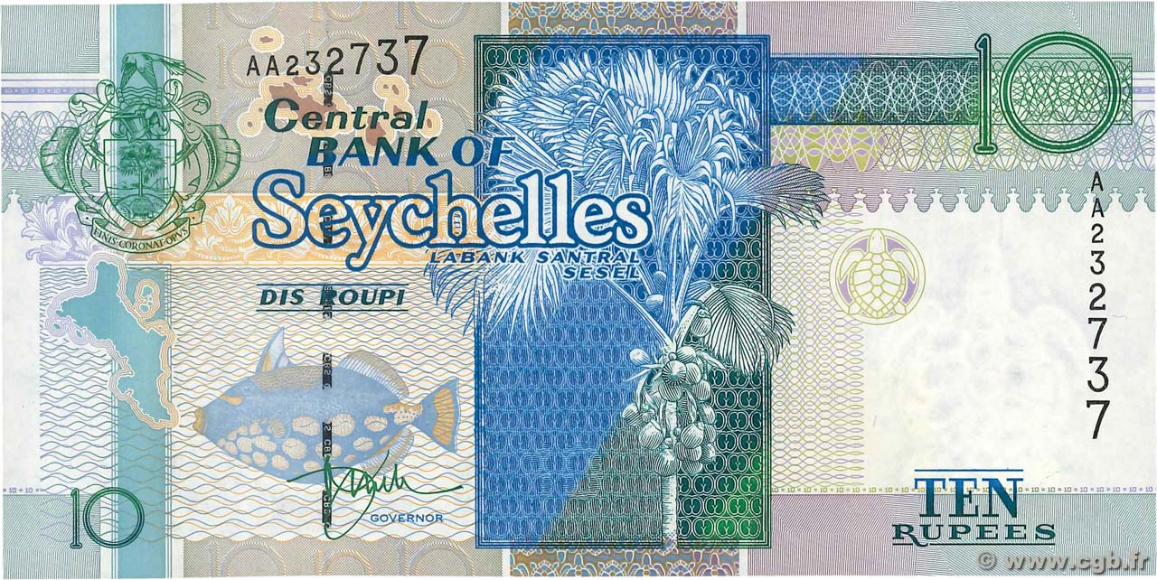 1998 Seychelles 10 rupees ND P-36a UNC