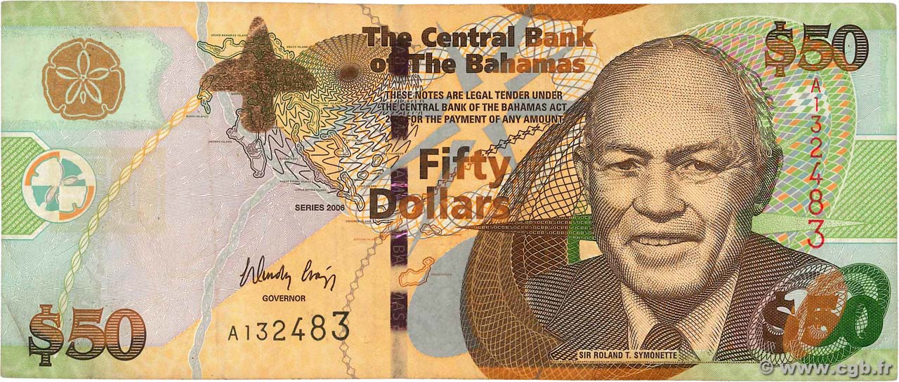 50 Dollars BAHAMAS  2006 P.75 F+