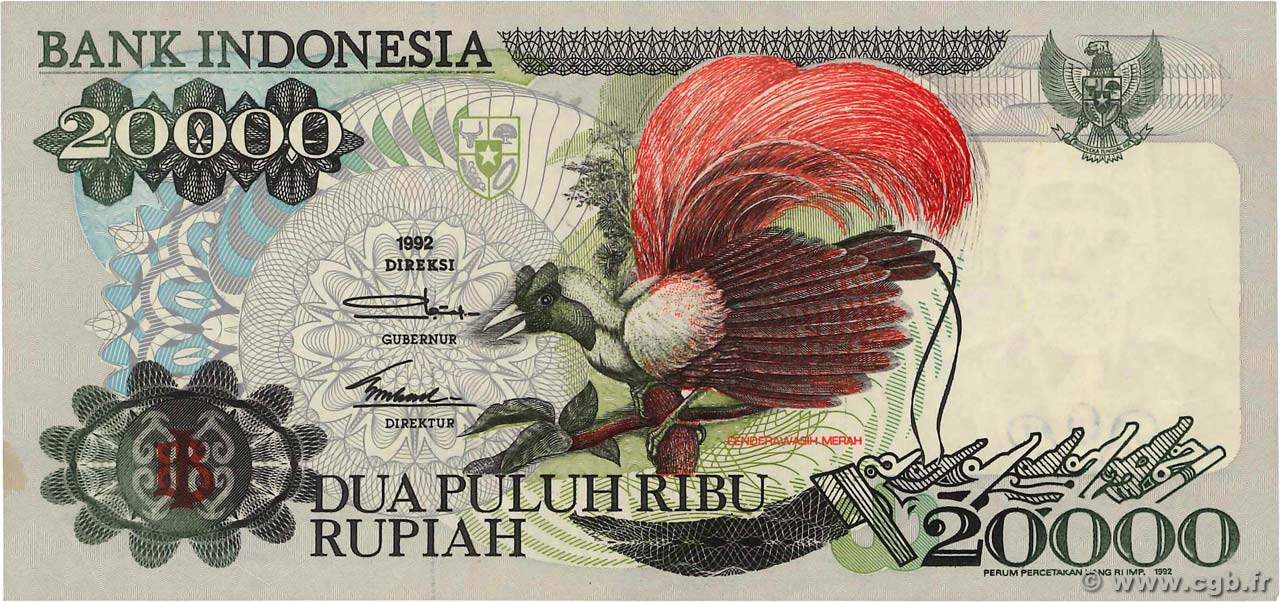 20000 Rupiah INDONESIA  1992 P.132a AU