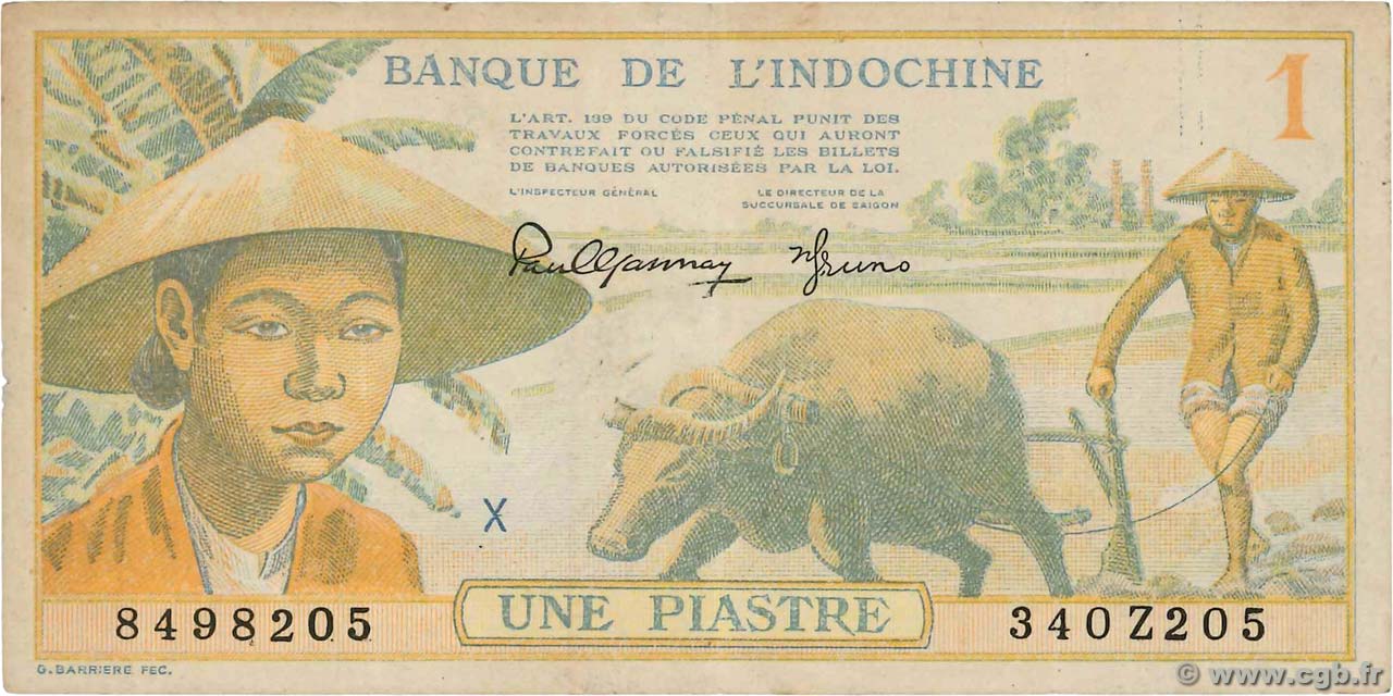 1 Piastre INDOCHINE FRANÇAISE  1942 P.074 TTB