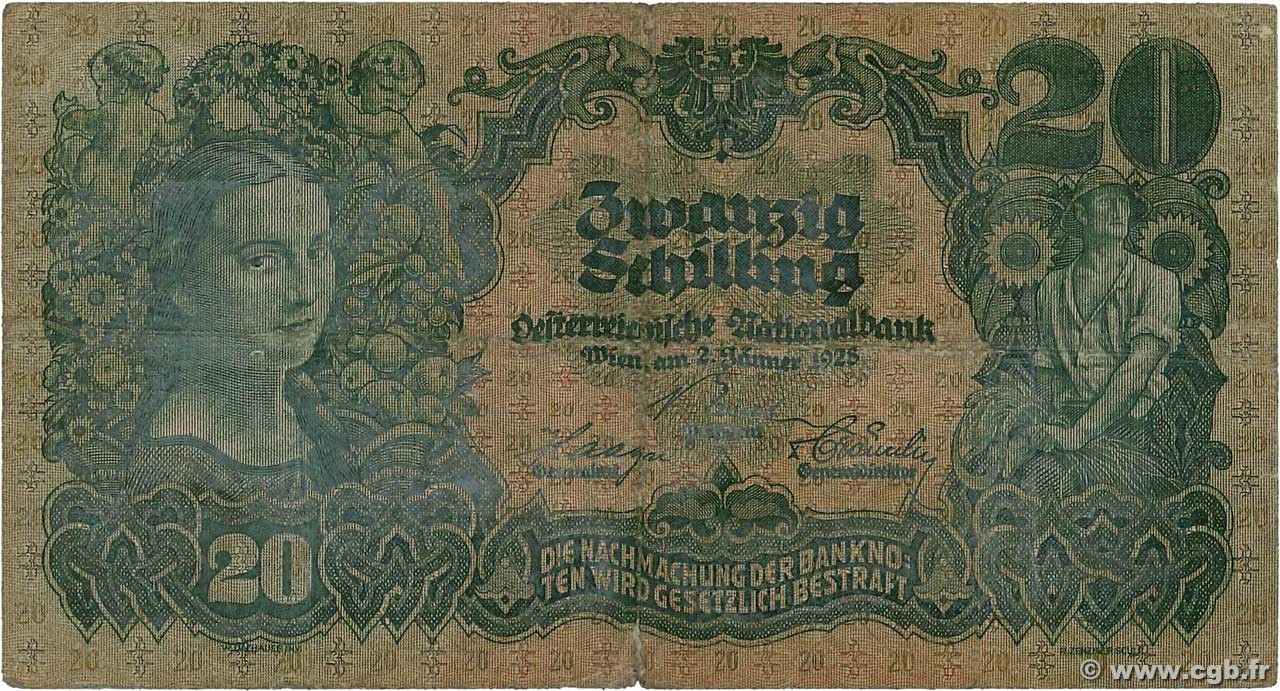 20 Schilling AUTRICHE  1928 P.095 pr.TB