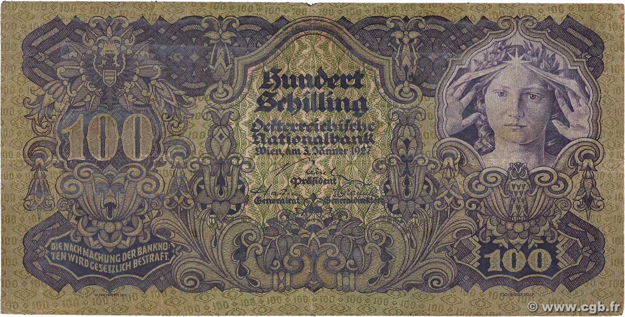 100 Schilling ÖSTERREICH  1927 P.097 fSS