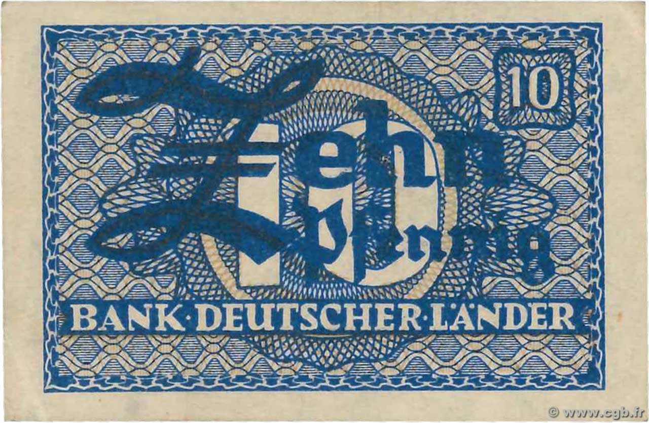 10 Pfennig GERMAN FEDERAL REPUBLIC  1948 P.12a UNC