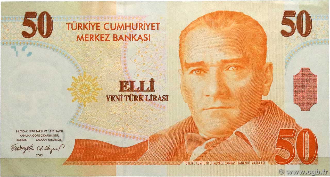 50 Lira TURKEY  2005 P.220 UNC-