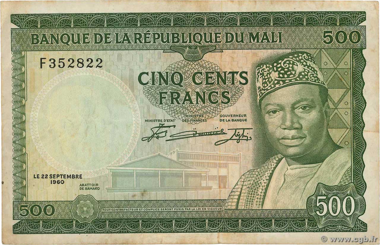 500 Francs MALí  1960 P.08 BC