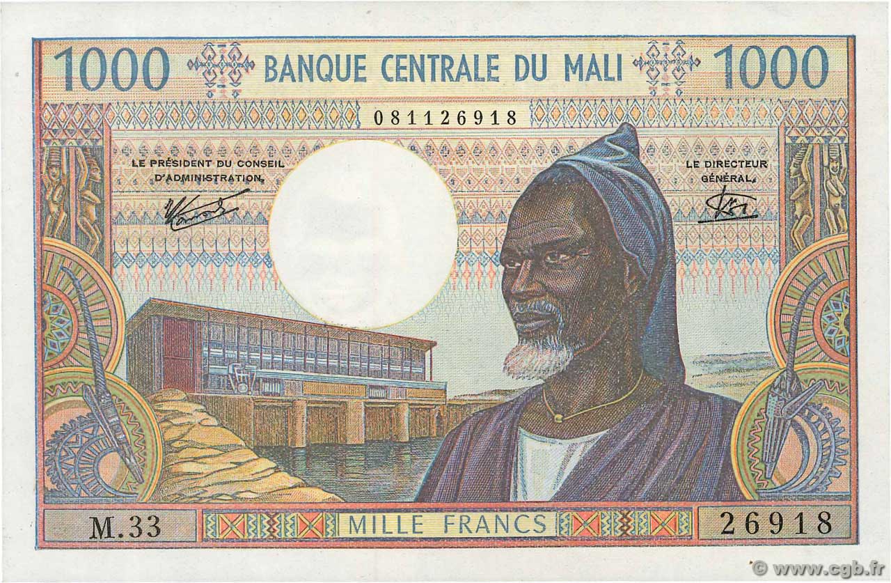 1000 Francs MALí  1970 P.13e EBC