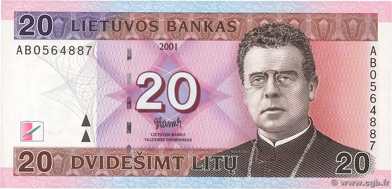 20 Litu LITUANIA  2001 P.66 FDC