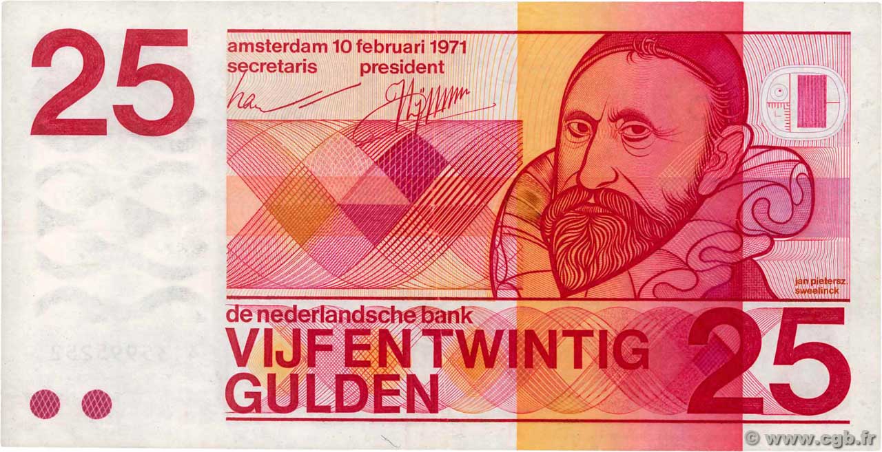 25 Gulden PAYS-BAS  1971 P.092a TTB