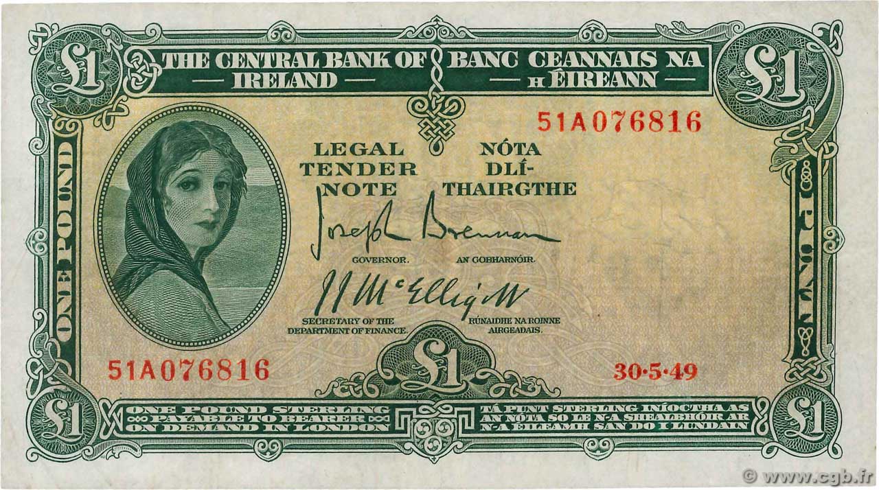 1 Pound IRELAND REPUBLIC  1949 P.057b2 VF