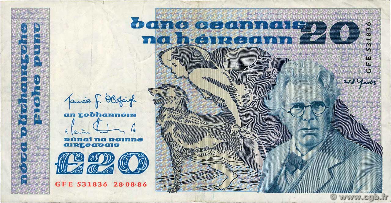 20 Pounds IRELAND REPUBLIC  1986 P.073b VF