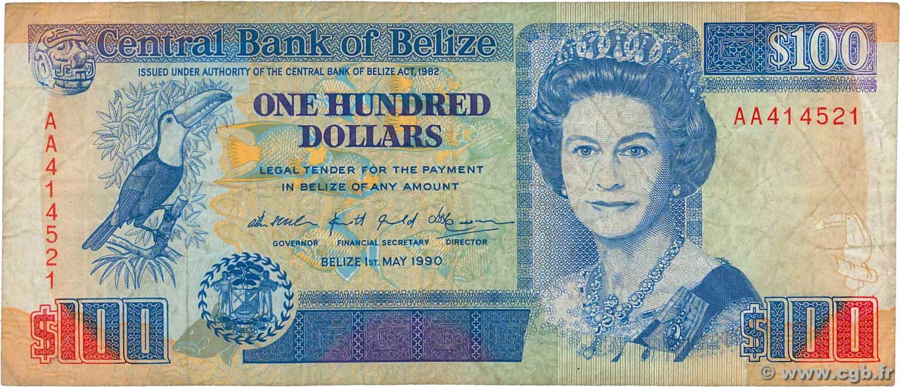 100 Dollars BELIZE  1990 P.57a F