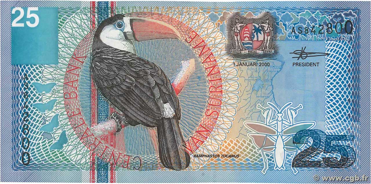25 Gulden SURINAM  2000 P.148 NEUF
