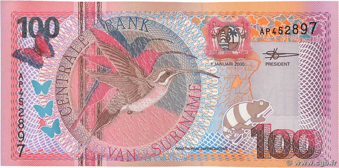 100 Gulden SURINAM  2000 P.149 UNC