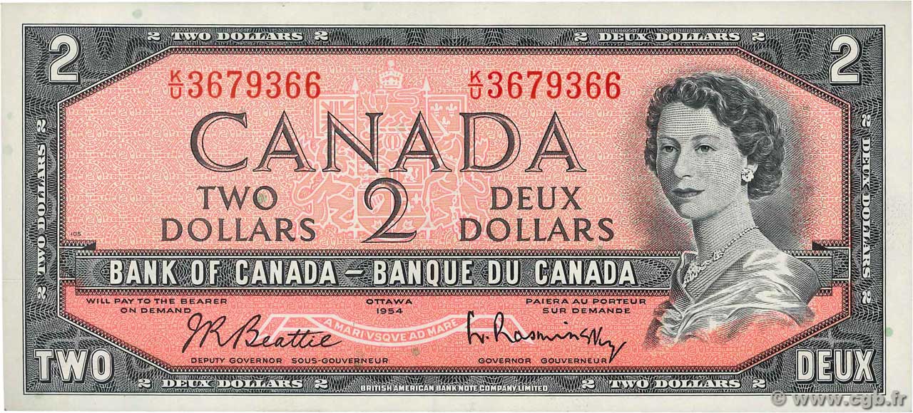 2 Dollars CANADA  1954 P.076b SPL
