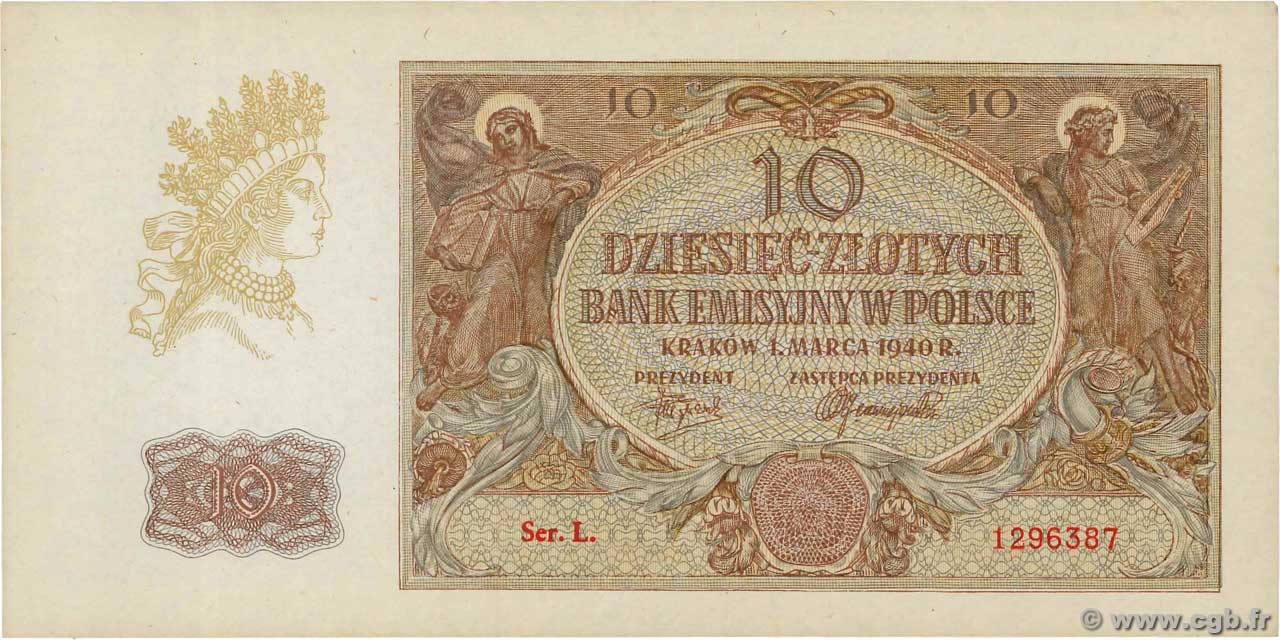10 Zlotych POLAND  1940 P.094 UNC
