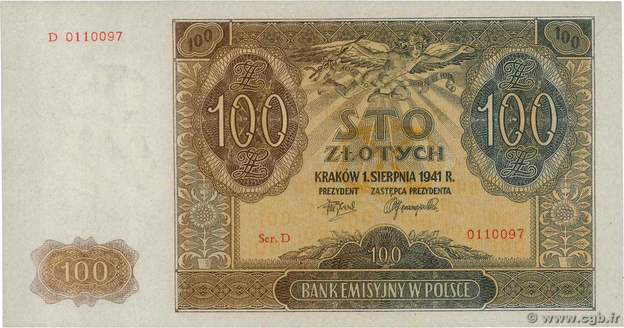 100 Zlotych POLOGNE  1941 P.103 NEUF