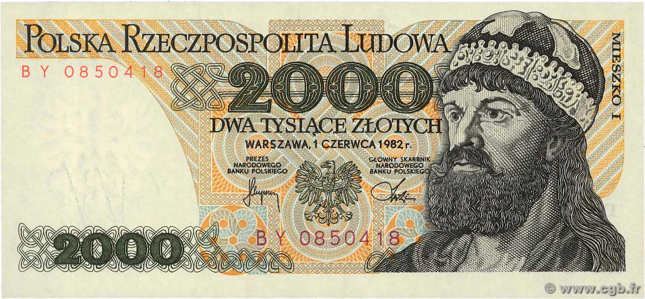 2000 Zlotych POLOGNE  1982 P.147c NEUF