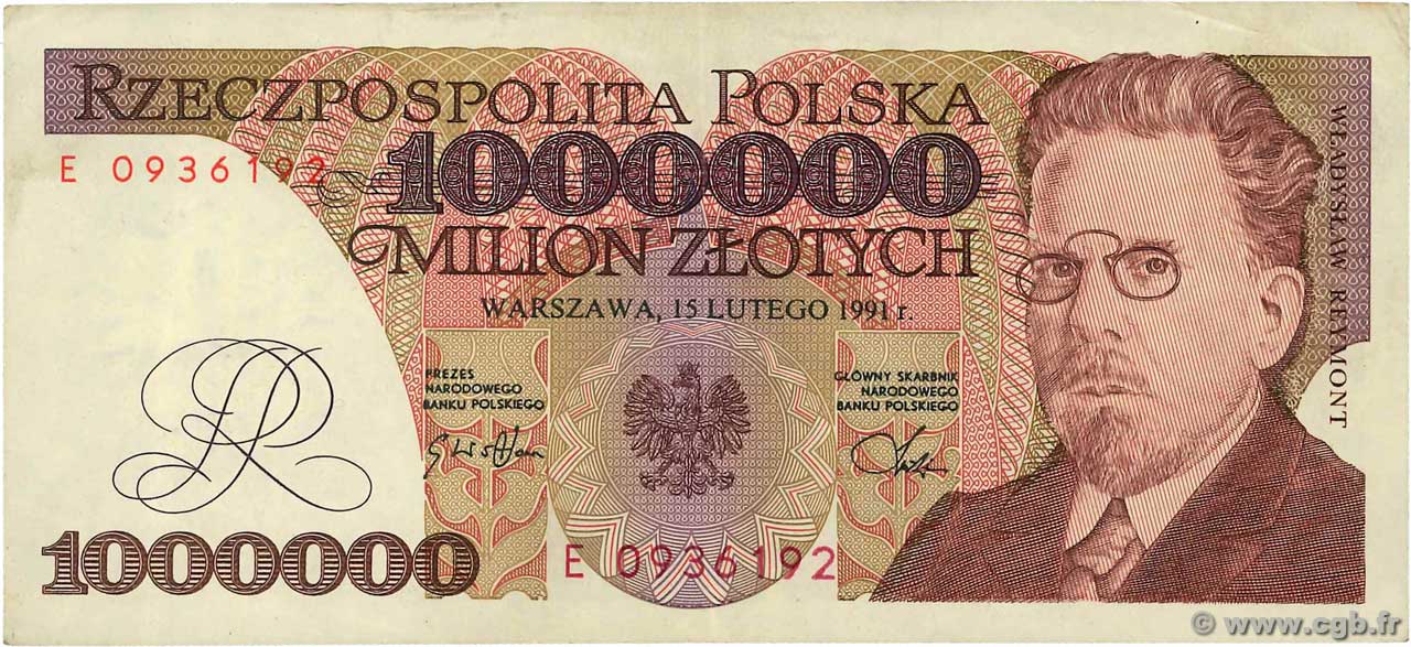 1000000 Zlotych POLAND  1991 P.157a VF