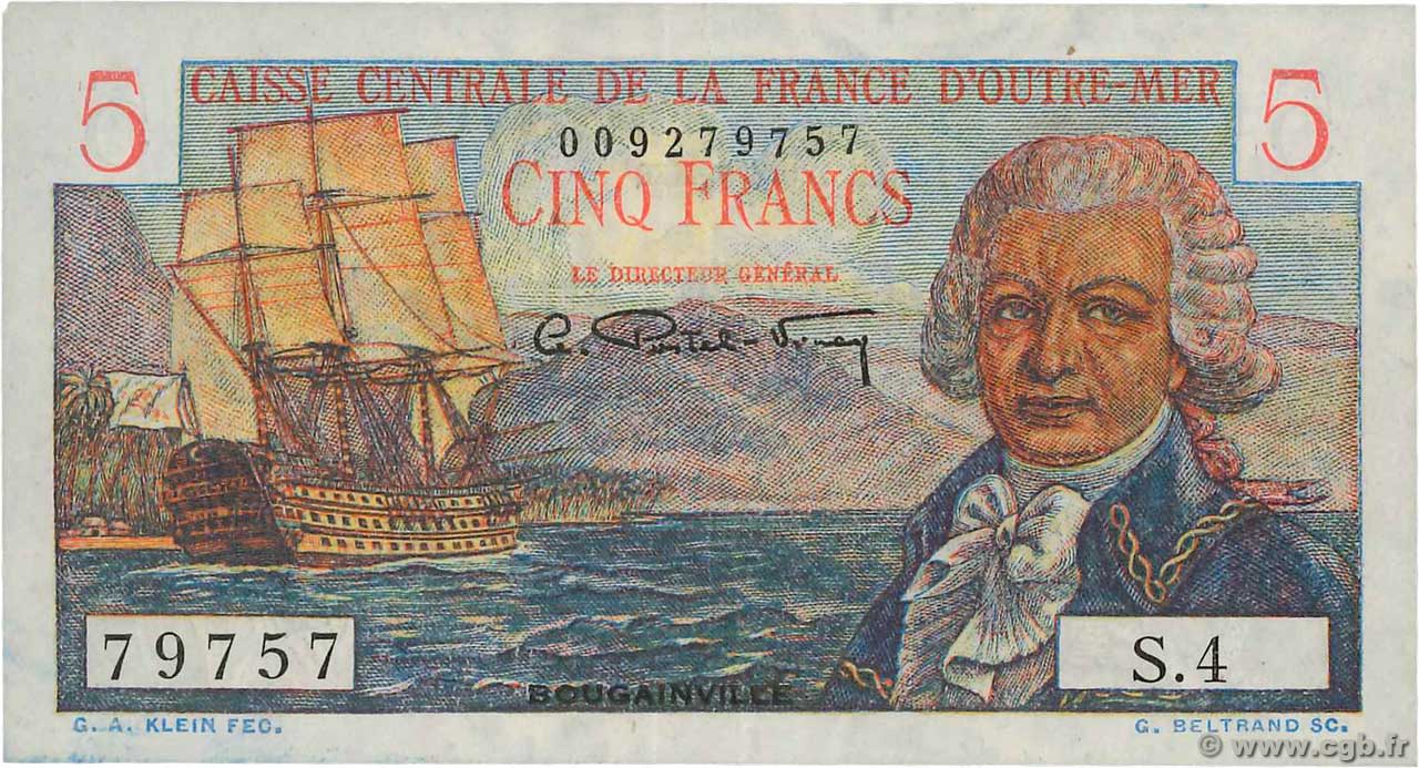 5 Francs Bougainville FRENCH EQUATORIAL AFRICA  1946 P.20B XF-