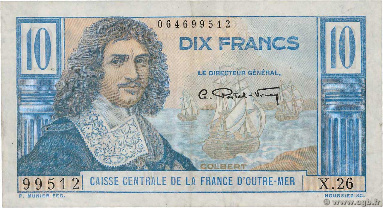 10 Francs Colbert AFRIQUE ÉQUATORIALE FRANÇAISE  1946 P.21 TTB