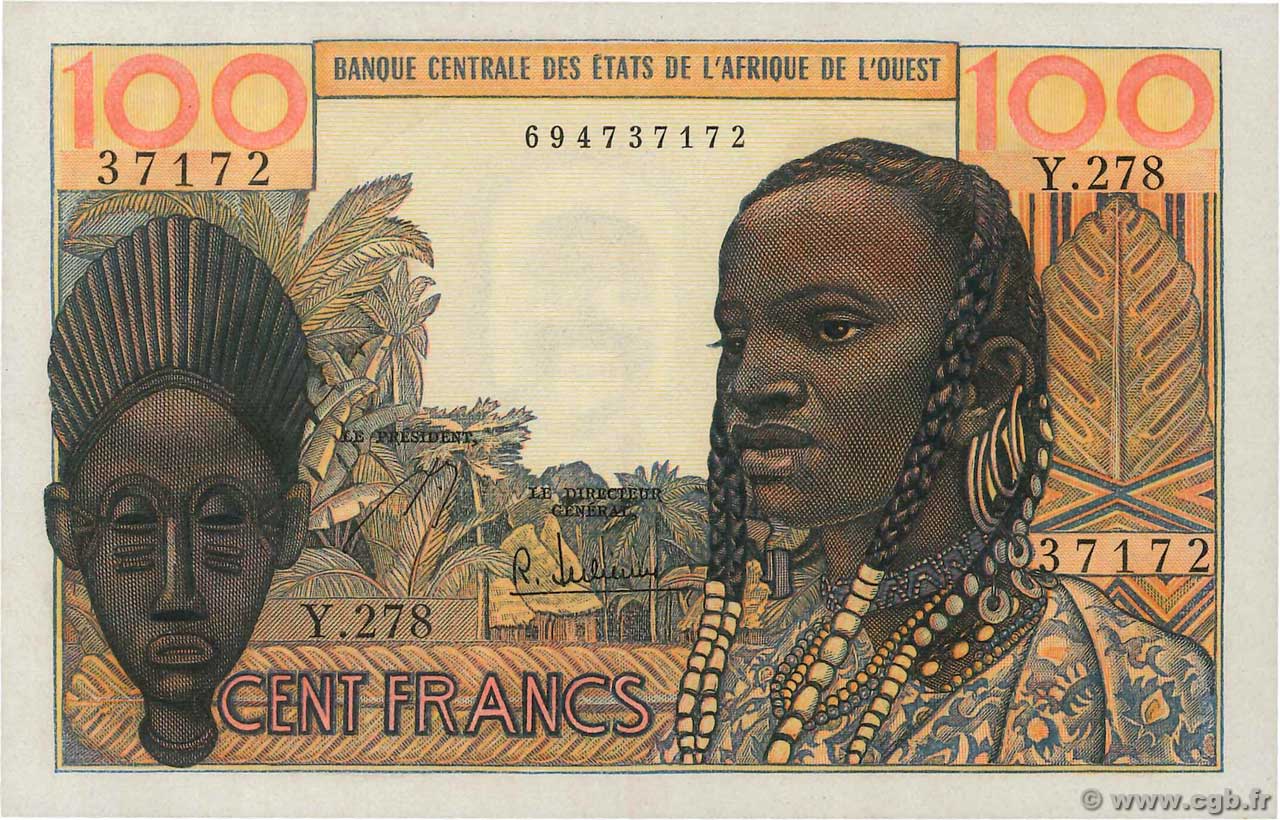 100 Francs ESTADOS DEL OESTE AFRICANO  1965 P.002b FDC
