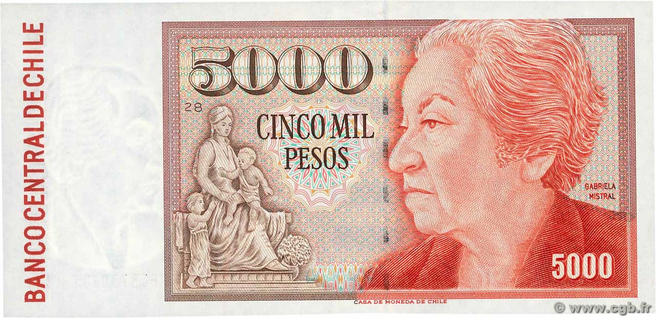 5000 Pesos CHILE
  1998 P.155e SC+