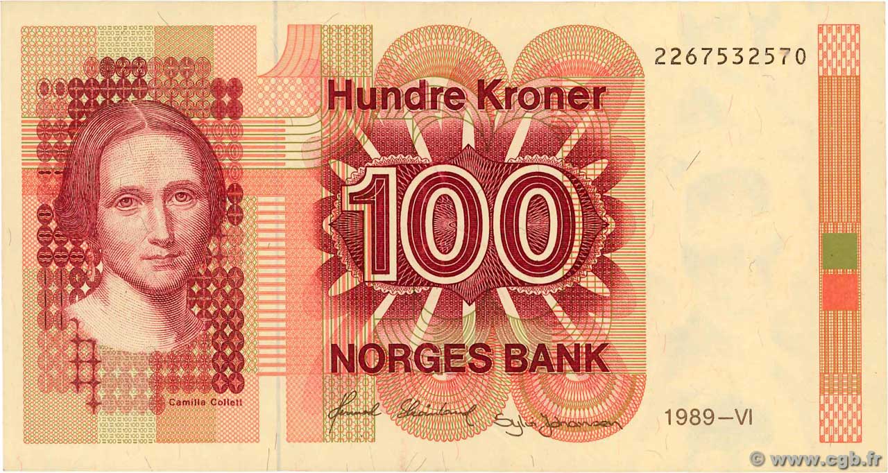 100 Kroner NORVÈGE  1989 P.43d SPL
