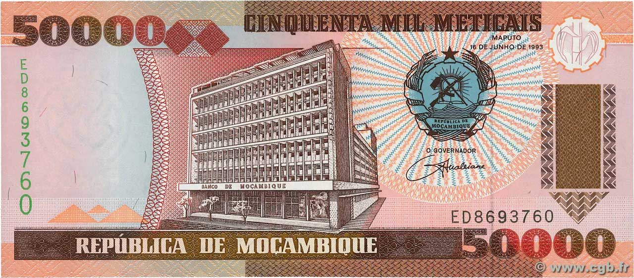 50000 Meticais MOZAMBICO  1993 P.138 FDC