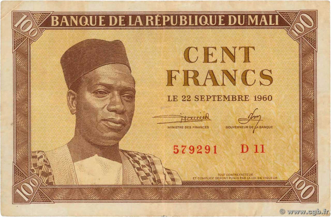 100 Francs MALI  1960 P.02 TTB