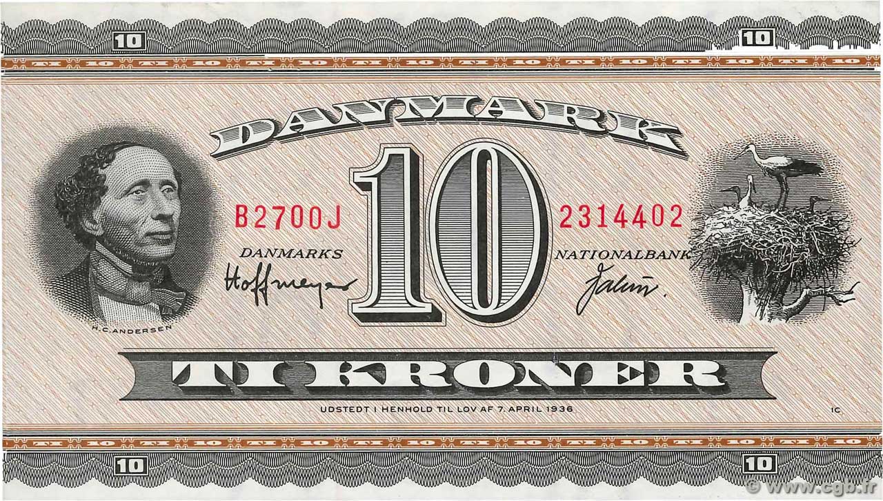 10 Kroner DINAMARCA  1970 P.044ae EBC+