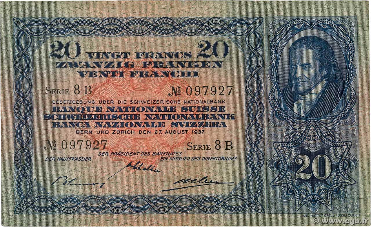 20 Francs SUISSE  1937 P.39f TTB