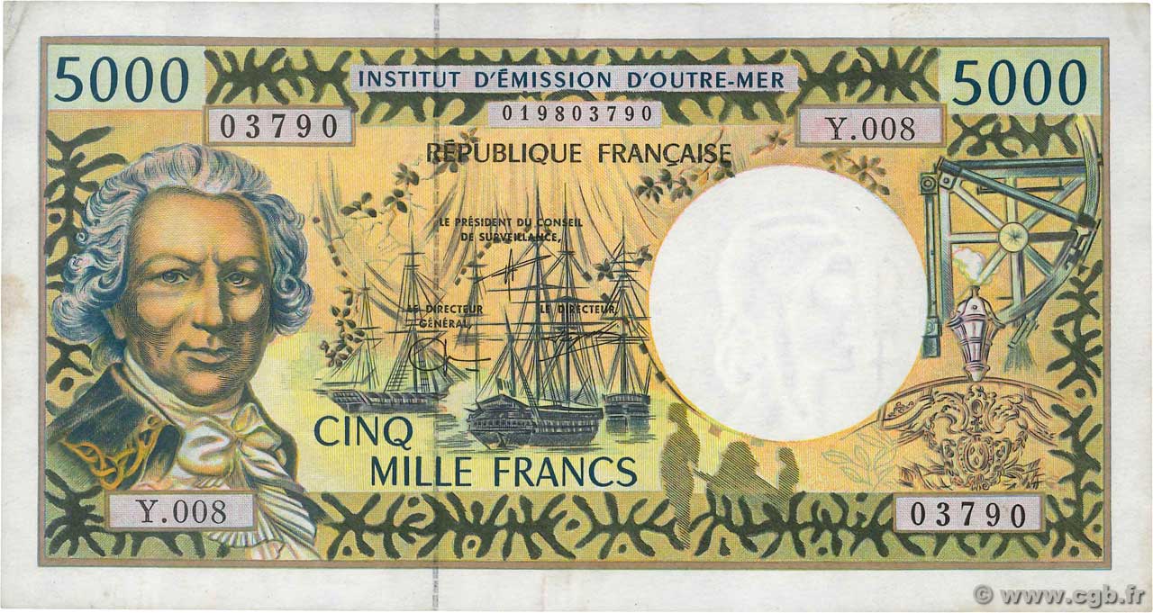 5000 Francs FRENCH PACIFIC TERRITORIES  2001 P.03f VF+