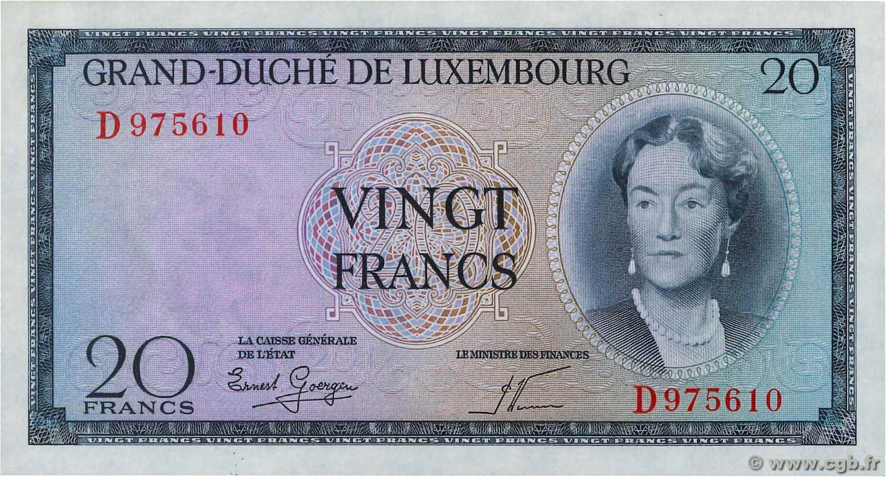 20 Francs LUXEMBOURG  1955 P.49a pr.NEUF