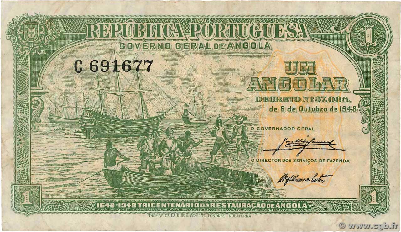 1 Angolar ANGOLA  1948 P.070 TTB