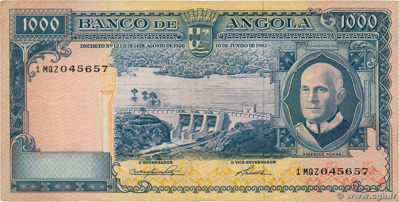 1000 Escudos ANGOLA  1962 P.096 TTB
