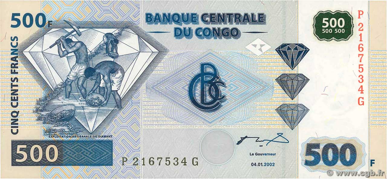 500 Francs REPúBLICA DEMOCRáTICA DEL CONGO  2002 P.096 FDC