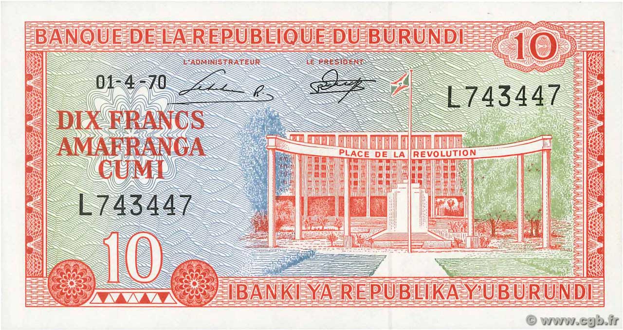 10 Francs BURUNDI  1970 P.20b UNC