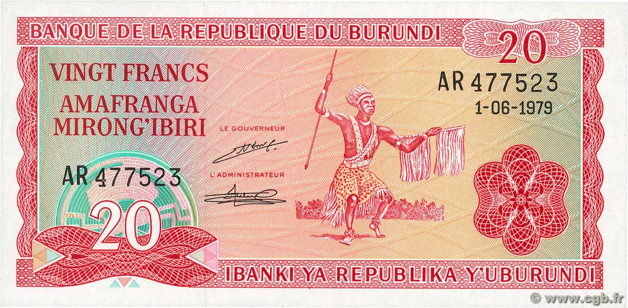 20 Francs BURUNDI  1979 P.27a NEUF