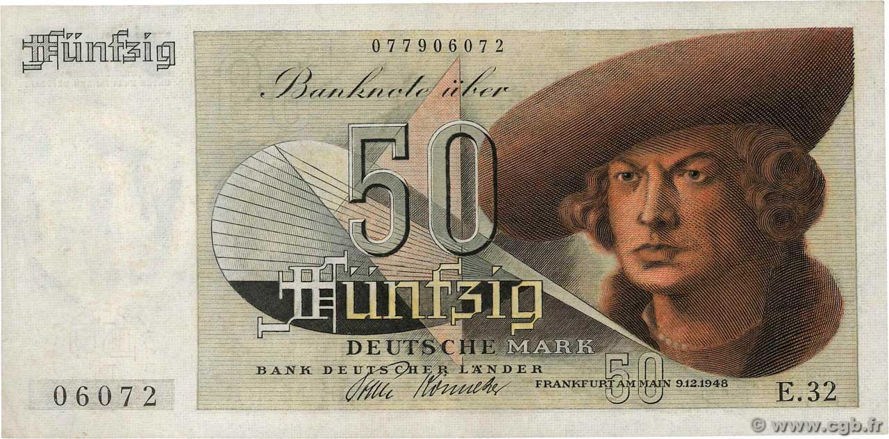 50 Deutsche Mark GERMAN FEDERAL REPUBLIC  1948 P.14a XF