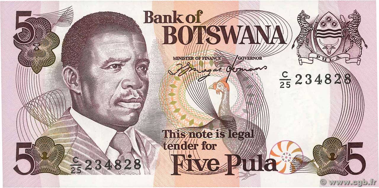 5 Pula BOTSWANA (REPUBLIC OF)  1992 P.11a UNC
