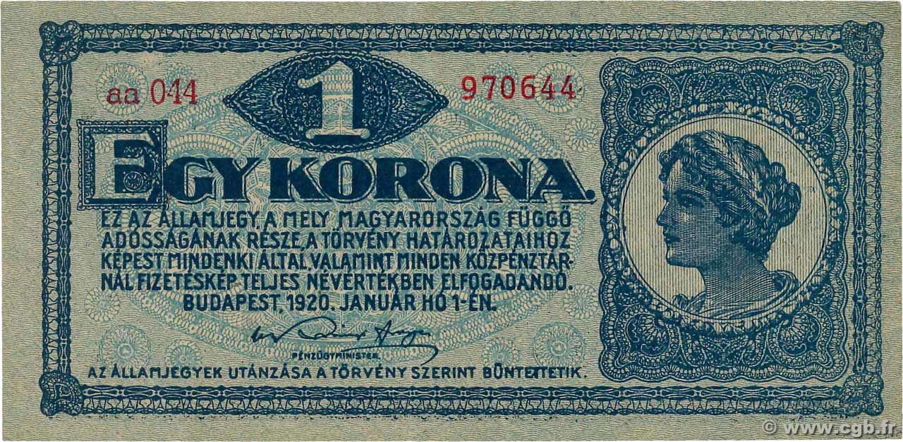 1 Korona HUNGRíA  1920 P.057 EBC