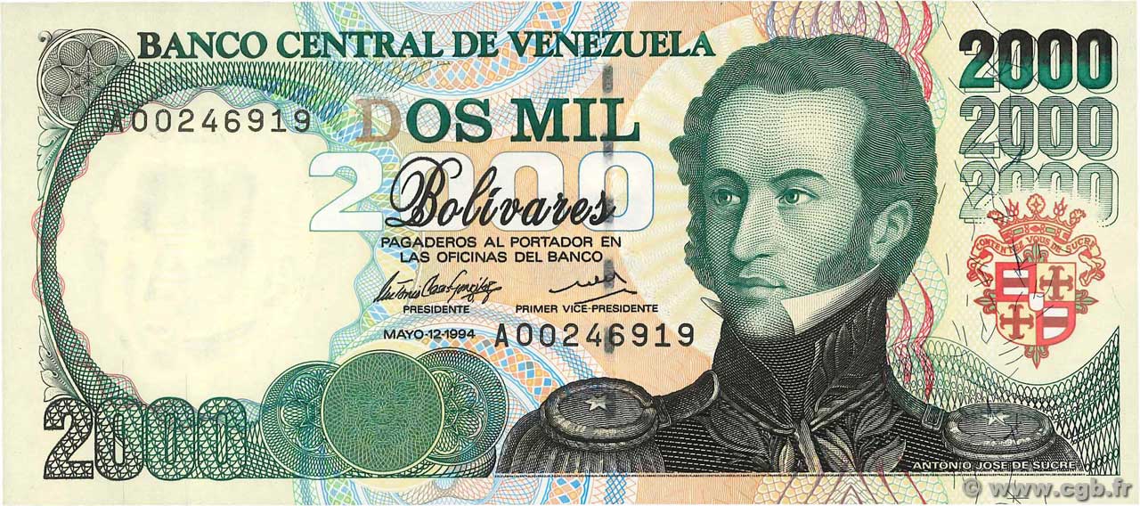 2000 Bolivares VENEZUELA  1994 P.074a NEUF